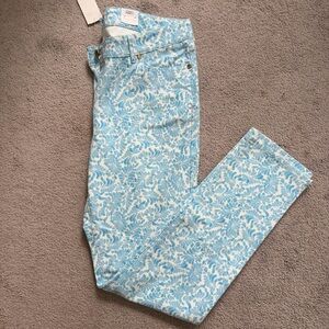 J. McLaughlin Blue and White Patterned Skinny Jeans